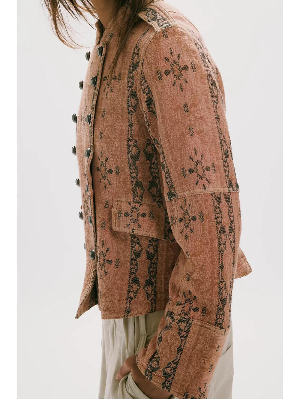 NEW, Free people Lotty Jacquard Jacket in Rose Smoke Sz XS #SJ2295 - Picture 2 of 9